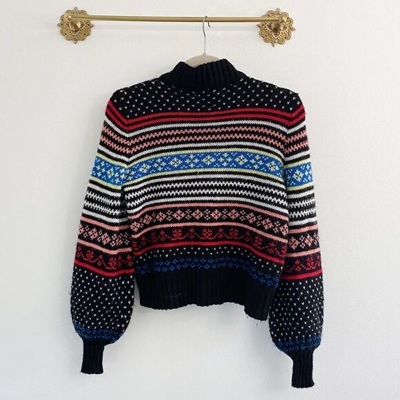 American Eagle Fair Isle Holiday Mock Neck Boxy Sweater - Picture 5 of 5